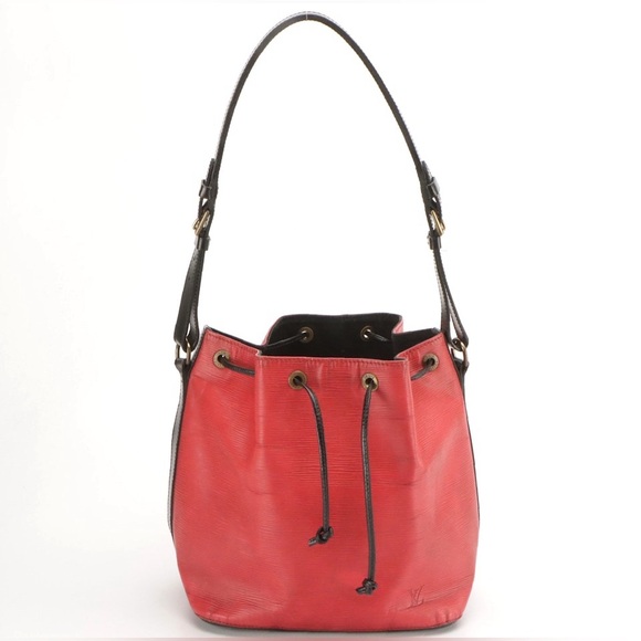 LOUIS VUITTON Petit Noé Shoulder Bag in Red and Black Epi Leather - EUC - Picture 1 of 5